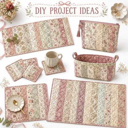 10pcs Vintage Floral Pattern Jelly Roll Fabric Strips 2.5X19.7inch Pre-Cut 100% Polyester For Patchwork Quilts, Table Runners, Placemats, Tote Bags, Storage Pouches, Makeup Bags, Coasters, Quilt Blocks & Binding