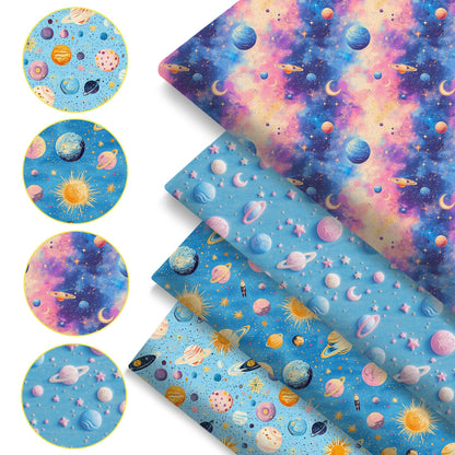 4Pc/set 7.87x7.87inch(20x20cm) star moon Planet Solar System Galaxy Precut Quilting Fabric Fat Quarter Fabric Bundle