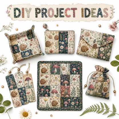 10Pc/Set Flower Mushroom Series Daisy Snails  Fat Quarter Fabric, Pre-Cut Square Fabric Assort, Fabric Set, Craft Fabric, Handmade DIY Patchwork Fabric,Home Quilting Sewing Fabric, Packaging Fabric, Scrapbooking Craft Hobbyist