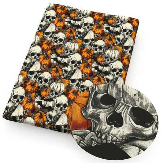 halloween skull ghost skeleton bones pumpkin fabric