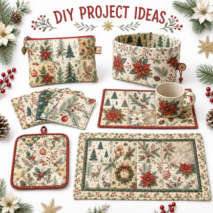 10Pc/Set Christmas Series Bowknot Star Flower Deer Holly Christmas Tree Fat Quarter Fabric, Pre-Cut Square Fabric Assort, Fabric Set, Craft Fabric, Handmade DIY Patchwork Fabric,Home Quilting Sewing Fabric, Packaging Fabric, Scrapbooking Craft Hobbyist