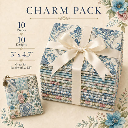 10pcs Charm Pack Set Floral Pattern Vintage Style Handmade DIY with Rich Color and Texture Elements 100% Polyester Patchwork in 10 Design Styles Suitable for Patchwork DIY Craft Projects DIY Wallet Making Gift Giving Bag Making Mother's Day Gift