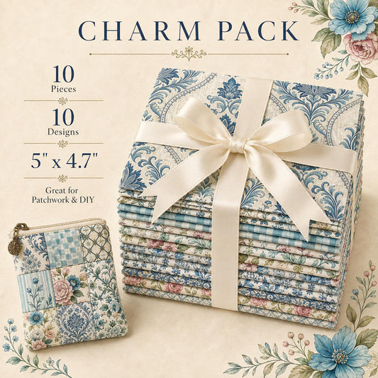 10pcs Charm Pack Set Floral Pattern Vintage Style Handmade DIY with Rich Color and Texture Elements 100% Polyester Patchwork in 10 Design Styles Suitable for Patchwork DIY Craft Projects DIY Wallet Making Gift Giving Bag Making Mother's Day Gift