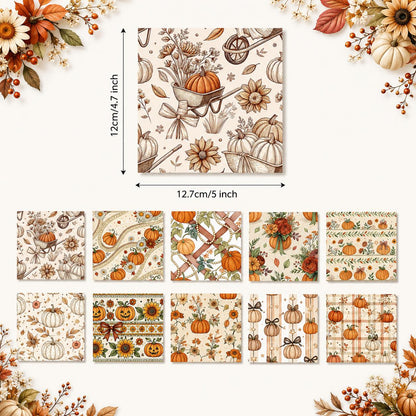 10Pc/Set Autumn Pumpkin Series Plaid Bowknot Flower Fat Quarter Fabric, Pre-Cut Square Fabric Assort, Fabric Set, Craft Fabric, Handmade DIY Patchwork Fabric,Home Quilting Sewing Fabric, Packaging Fabric, Scrapbooking Craft Hobbyist