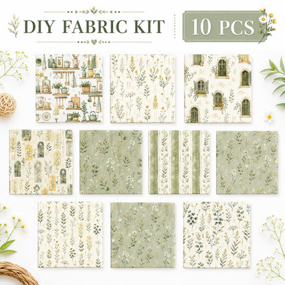 10pcS Charm Pack Set Plant Floral Pattern VIntage Style Handmade DIY With Rich Color and Texture Elements 100% Polyester Patchwork in 10 Design Styles Suitable For Patchwork DIY Craft Projects DIY Wallet Making Gift Giving Bag Making Mother's Day Gift