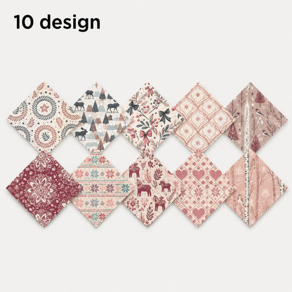 10Pc/Set Christmas Series Deer Horse Star Rhombus Stripe Fat Quarter Fabric, Pre-Cut Square Fabric Assort, Fabric Set, Craft Fabric, Handmade DIY Patchwork Fabric,Home Quilting Sewing Fabric, Packaging Fabric, Scrapbooking Craft Hobbyist