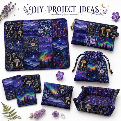 10Pc/Set Flower Series Mushroom Moon Galaxy Mountain Fat Quarter Fabric, Pre-Cut Square Fabric Assort, Fabric Set, Craft Fabric, Handmade DIY Patchwork Fabric,Home Quilting Sewing Fabric, Packaging Fabric, Scrapbooking Craft Hobbyist