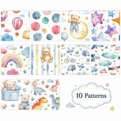 10pcs Vintage Star Bear Fire Balloon Pattern Jelly Roll Fabric Strips 2.5X19.7inch Pre-Cut 100% Polyester For Patchwork Quilts, Table Runners, Placemats, Tote Bags, Storage Pouches, Makeup Bags, Coasters, Quilt Blocks & Binding