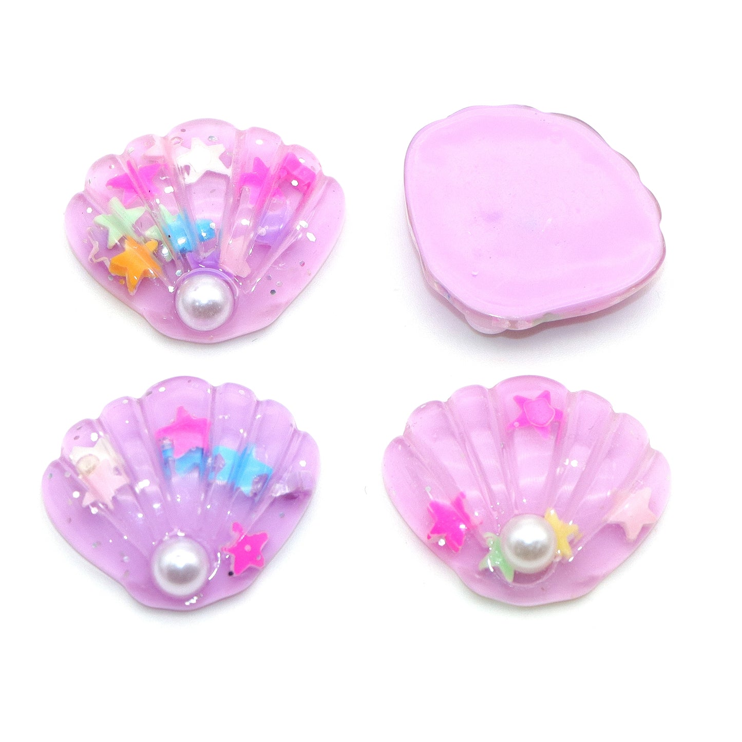 5Pcs Sequin Star Shell With Pearl Resin Charms with Flatbacks - Ideal for DIY Crafts, Jewelry, Phone Cases, Hair Accessories, Cups, Nail Art, and Stationery Decorations