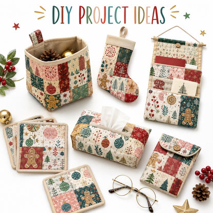 10Pc/Set Christmas Series Bowknot Heart Star Candy Crutch Fat Quarter Fabric, Pre-Cut Square Fabric Assort, Fabric Set, Craft Fabric, Handmade DIY Patchwork Fabric,Home Quilting Sewing Fabric, Packaging Fabric, Scrapbooking Craft Hobbyist