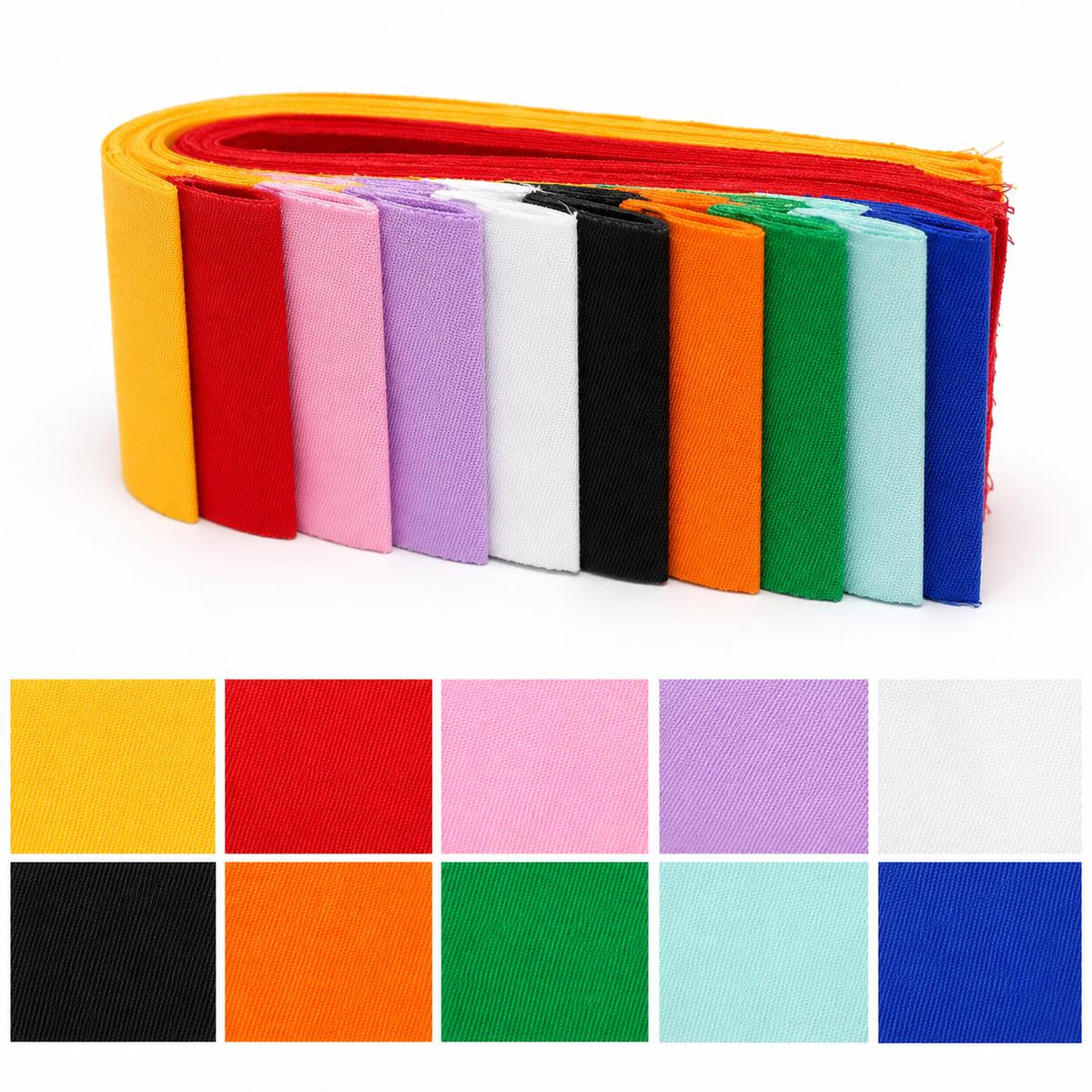 10pcs/Set, Making 10 Images 1pc Each, Each Size: 2.48*19.69inch Plain Solid Pattern Sliced Fabric Set Style Combination, Polyester Jelly Roll Fabric Strips, Pre-Cut Quilting Squares, for Quilting DIY, Handicrafts And Sewing, Blankets, Rugs