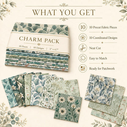 10pcs Charm Pack Set Leaf Pattern Vintage Style Handmade DIY with Rich Color and Texture Elements 100% Polyester Patchwork in 10 Design Styles Suitable for Patchwork DIY Craft Projects DIY Wallet Making Gift Giving Bag Making Mother's Day Gift