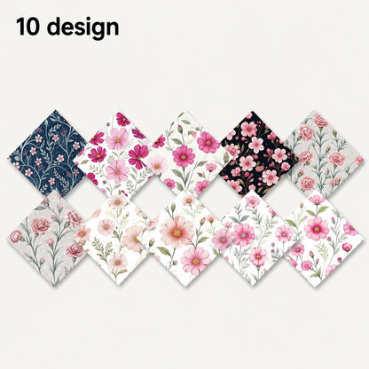 10Pc/Set Flower Series Fat Quarter Fabric, Pre-Cut Square Fabric Assort, Fabric Set, Craft Fabric, Handmade DIY Patchwork Fabric,Home Quilting Sewing Fabric, Packaging Fabric, Scrapbooking Craft Hobbyist
