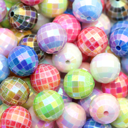 10Pcs Iridescent Bounce Ball Acrylic Beads 16mm Mixed Colors Geometry Acrylic Spacer Beads Charms with Hole Ideal for DIY Jewelry Making DIY Bracelet Necklace Chain Earrings Charm Pen Bangle Decors Festive Craft Supplies