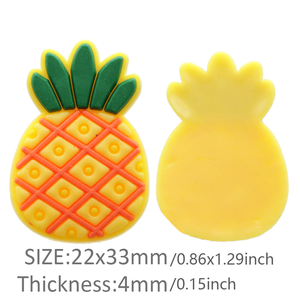 10Pcs/Pack Avocado Pineapple Fruits  Soft PVC Flexible Glue FlatBack DIY Scrapbook Embellishment Phone Craft Decoration