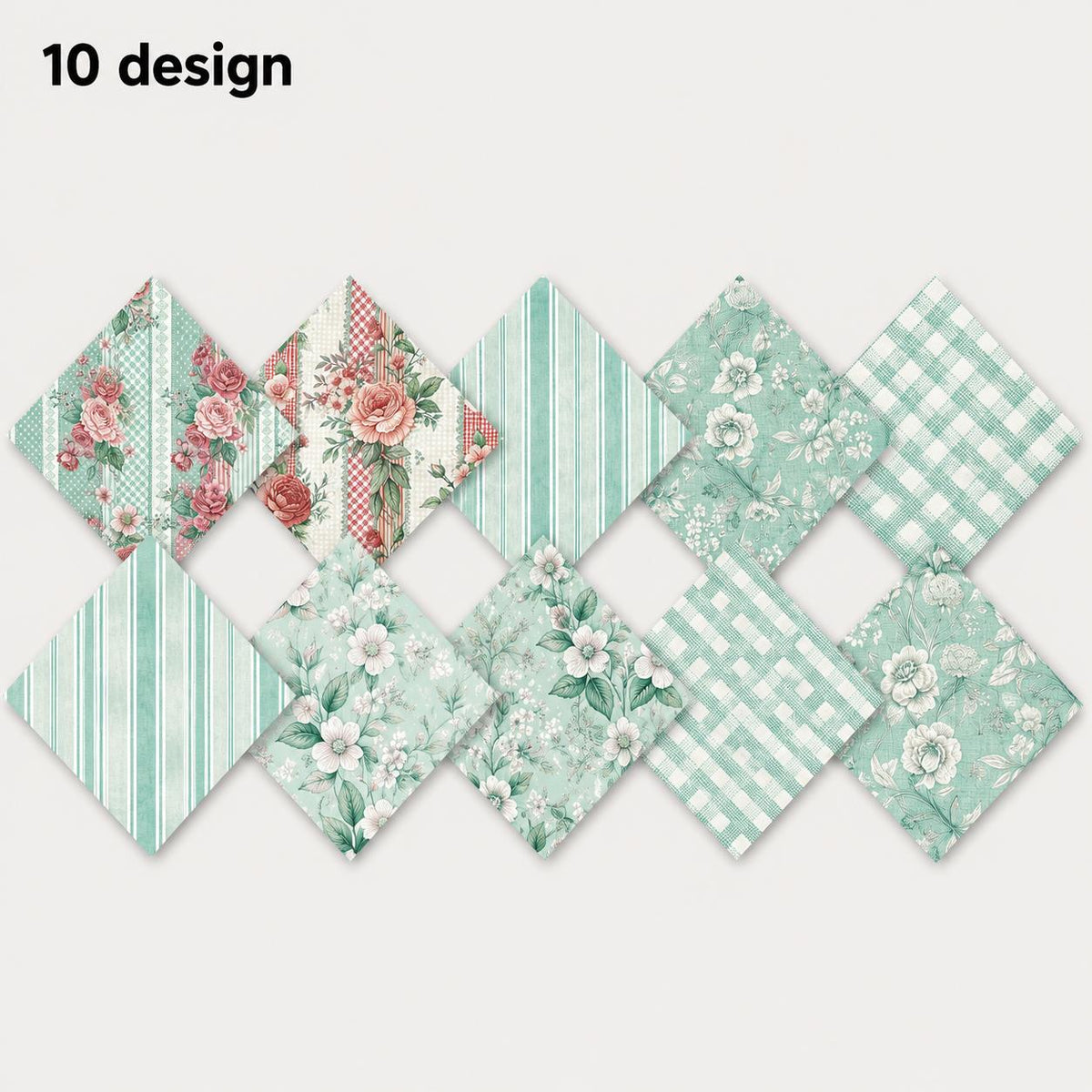 10pcs Charm Pack Set Floral Vintage Style Pattern Handmade DIY with Rich Color and Texture Elements 100% Polyester Patchwork in 10 Design Styles Suitable for Patchwork DIY Craft Projects DIY Wallet Making Gift Giving Bag Making Mother's Day Gift