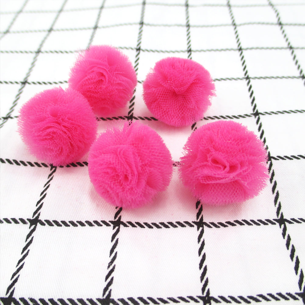 10pcs 25mm Vibrant Polyester Mesh Balls - Decorative Accessories for Clothing, Hair Accessories Making Materials - Colorful DIY Craft Supplies for Jewelry Designers