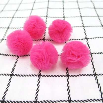 10pcs 25mm Vibrant Polyester Mesh Balls - Decorative Accessories for Clothing, Hair Accessories Making Materials - Colorful DIY Craft Supplies for Jewelry Designers