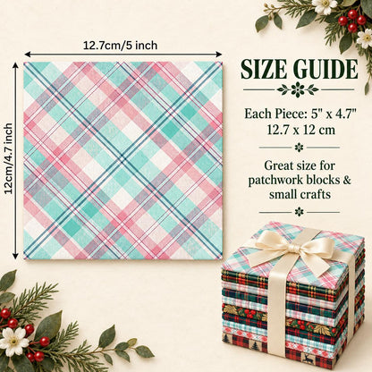 10Pc/Set Christmas Plaid Series Tree Deer Deer Fat Quarter Fabric, Pre-Cut Square Fabric Assort, Fabric Set, Craft Fabric, Handmade DIY Patchwork Fabric,Home Quilting Sewing Fabric, Packaging Fabric, Scrapbooking Craft Hobbyist