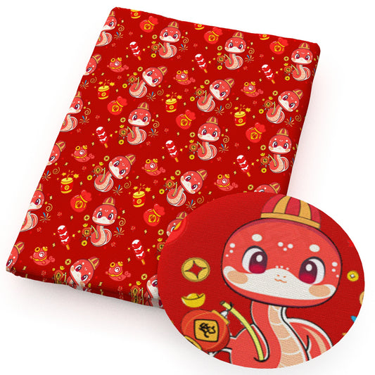 snake pattern happy new year fabric