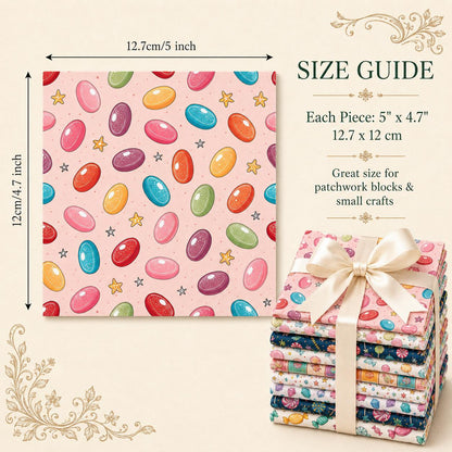 10Pc/Set Candy Series Lollipop Dot Fat Quarter Fabric, Pre-Cut Square Fabric Assort, Fabric Set, Craft Fabric, Handmade DIY Patchwork Fabric,Home Quilting Sewing Fabric, Packaging Fabric, Scrapbooking Craft Hobbyist