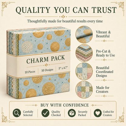 10pcs Charm Pack Set Floral Pattern 100% Polyester Patchwork in 10 Design Styles, Ready-to-Sew Without Cutting, Suitable For Patchwork Wallet Making Gift Giving Tote Bags Coasters DIY Craft Projects For Mother's Gift