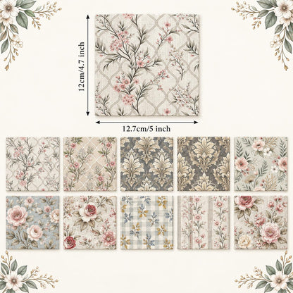 10Pc/Set Flower Series Stripe Plaid Fat Quarter Fabric, Pre-Cut Square Fabric Assort, Fabric Set, Craft Fabric, Handmade DIY Patchwork Fabric,Home Quilting Sewing Fabric, Packaging Fabric, Scrapbooking Craft Hobbyist