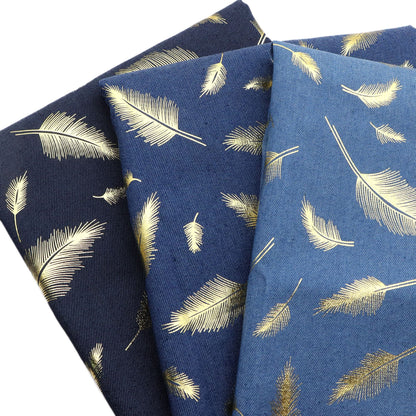 1Pc feather Golden Hot Stamping Pre-Washed Denim Fabric - 59x19.68inch(150x50cm)  DIY Crafts Projects, DIY Wallet Making