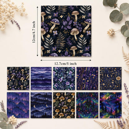 10Pc/Set Flower Series Mushroom Moon Galaxy Mountain Fat Quarter Fabric, Pre-Cut Square Fabric Assort, Fabric Set, Craft Fabric, Handmade DIY Patchwork Fabric,Home Quilting Sewing Fabric, Packaging Fabric, Scrapbooking Craft Hobbyist