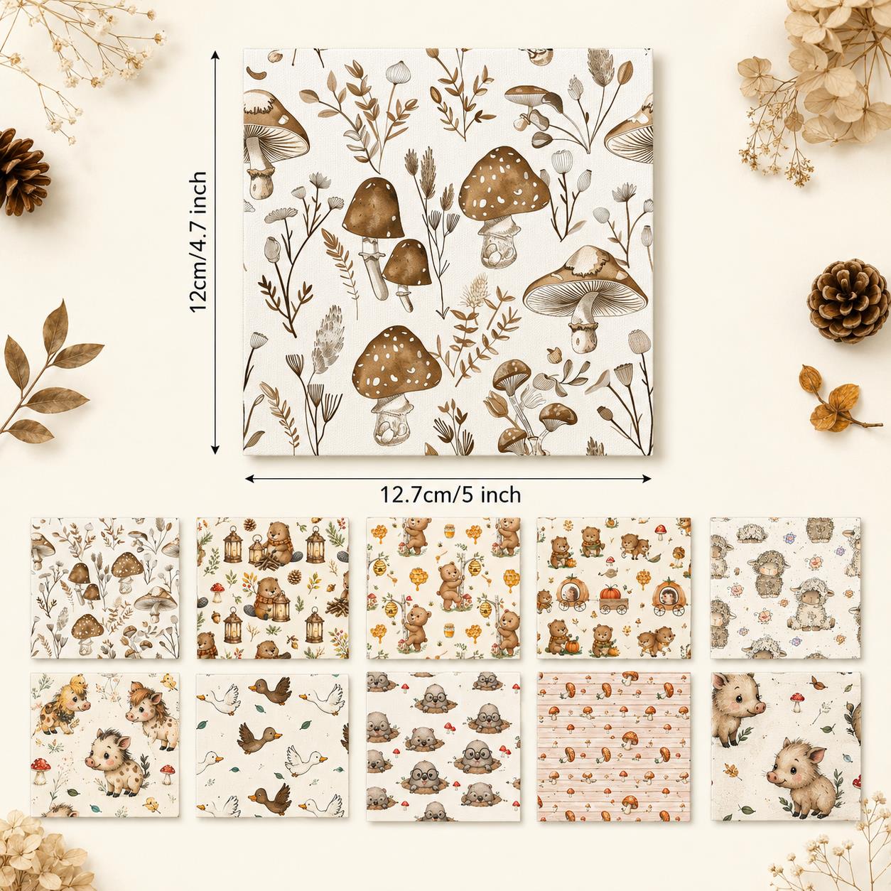 10pcs Charm Pack Set Bear Horse Vintage Style Pattern Handmade DIY with Rich Color and Texture Elements 100% Polyester Patchwork in 10 Design Styles Suitable for Patchwork DIY Craft Projects DIY Wallet Making Gift Giving Bag Making Mother's Day Gift