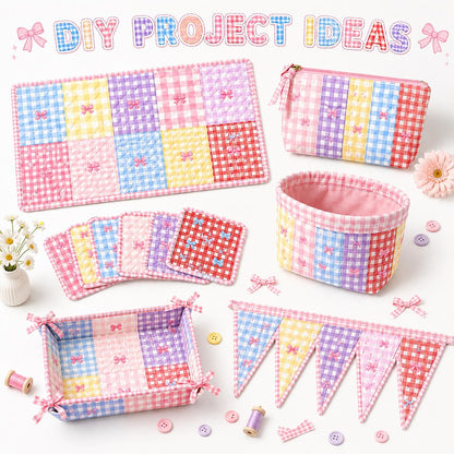 10pcs Vintage Plaid Grid Pattern Jelly Roll Fabric Strips 2.5X19.7inch Pre-cut 100% Polyester for Patchwork Quilts, Table Runners, Placemats, Tote Bags, Storage Pouches, Makeup Bags, Coasters, Quilt Blocks & Binding