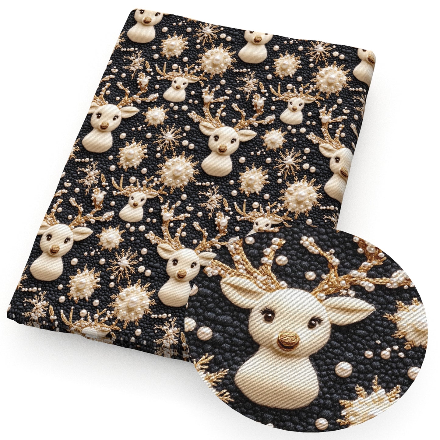 imitation embroidery series christmas day reindeer giraffe fabric