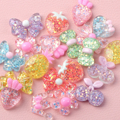 5Pcs Fruits Heart Crown Shaped Acrylic Charms,Random Designs,3D Flatback Resin Cabochons for DIY Jewelry, Earrings, Bracelets, Keychains, Festive Decor, Homemade Gifts, Phone Cases, Water Bottles, Hair Accessories - Crafting Accessories