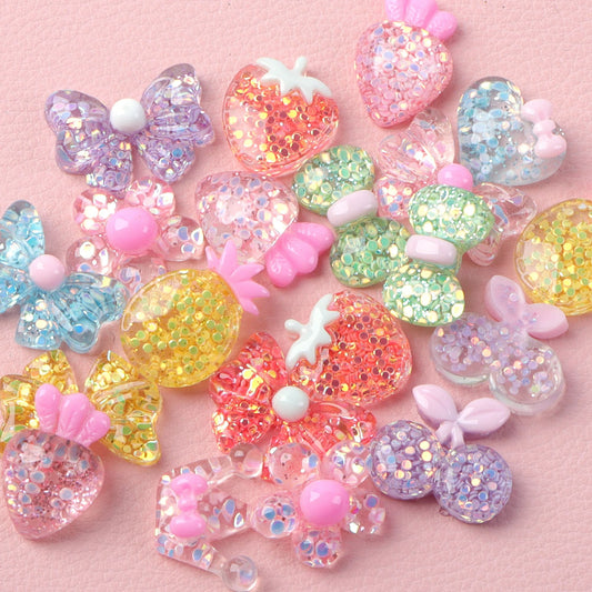 5Pcs Fruits Heart Crown Shaped Acrylic Charms,Random Designs,3D Flatback Resin Cabochons for DIY Jewelry, Earrings, Bracelets, Keychains, Festive Decor, Homemade Gifts, Phone Cases, Water Bottles, Hair Accessories - Crafting Accessories