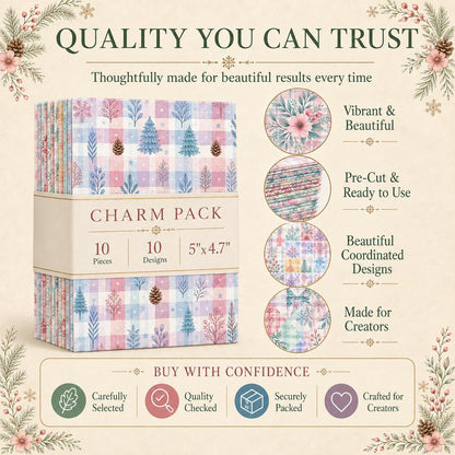 10Pc/Set Flower Plaid Christmas Series Star Fat Quarter Fabric, Pre-Cut Square Fabric Assort, Fabric Set, Craft Fabric, Handmade DIY Patchwork Fabric,Home Quilting Sewing Fabric, Packaging Fabric, Scrapbooking Craft Hobbyist