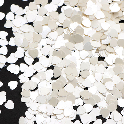 10g Pack White Color Series Heart Sequins, Valentine's Day Plastic DIY Bead Jewelry, Nail Art Filler, Professional Manicure Supplies, Holiday Nail Design Accessories
