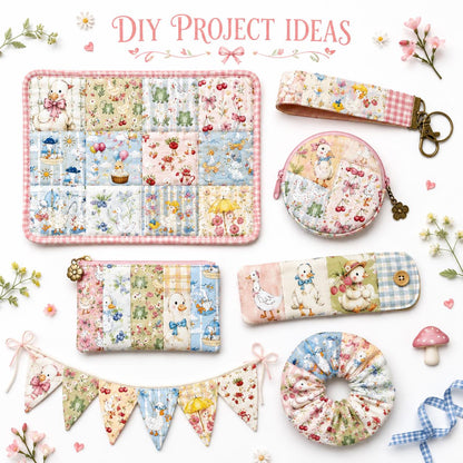 10pcs Charm Pack Set Duck Fruit Berry Pattern Vintage Style Handmade DIY with Rich Color and Texture Elements 100% Polyester Patchwork in 10 Design Styles Suitable for Patchwork DIY Craft Projects DIY Wallet Making Gift Giving Bag Making Mother's Day Gift