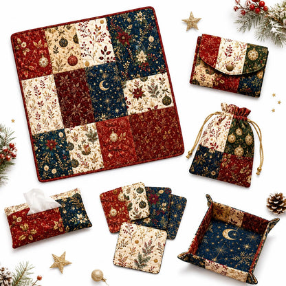10pcs Charm Pack Set Christmas Pattern Vintage Style Handmade DIY with Rich Color and Texture Elements 100% Polyester Patchwork in 10 Design Styles Suitable for Patchwork DIY Craft Projects DIY Wallet Making Gift Giving Bag Making Mother's Day Gift