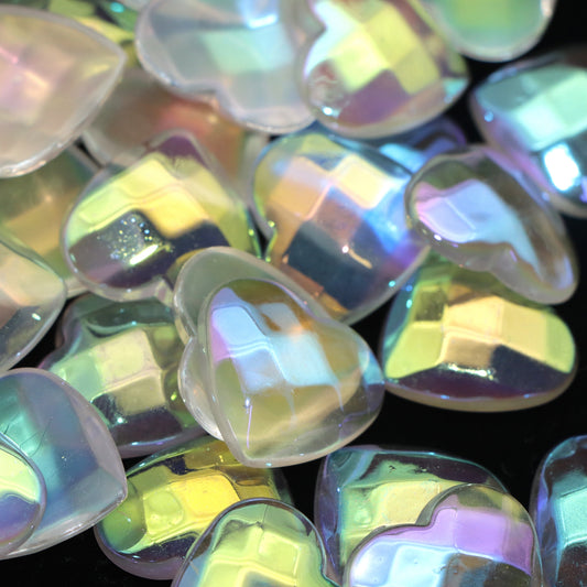 5Pcs Transparent Love Heart Acrylic Resin Ornaments,Iridescent Flatback Cabochons,DIY Jewelry Making Charms Accessories for Earrings, Bracelets, Keychains,Good for Festive Decorations,Homemade Gifts,Phone Shells,Water Cups, Hair Accessories