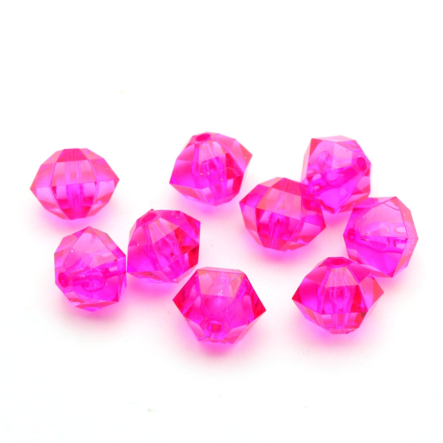 20Pcs Acrylic Transparent Hexagonal Beads Imitation Crystal Beads Loose Beads Diy Handmade Beaded Mobile Phone Chain Bracelet Necklace Making Jewelry Accessories