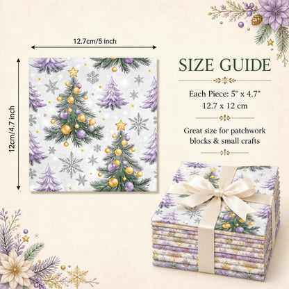 10pcs Charm Pack Set Christmas Tree Pattern Vintage Style Handmade DIY with Rich Color and Texture Elements 100% Polyester Patchwork in 10 Design Styles Suitable for Patchwork DIY Craft Projects DIY Wallet Making Gift Giving Bag Making Mother's Day Gift