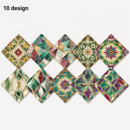 10Pc/Set Flower Geometric Patterns Colors Series Fat Quarter Fabric, Pre-Cut Square Fabric Assort, Fabric Set, Craft Fabric, Handmade DIY Patchwork Fabric,Home Quilting Sewing Fabric, Packaging Fabric, Scrapbooking Craft Hobbyist