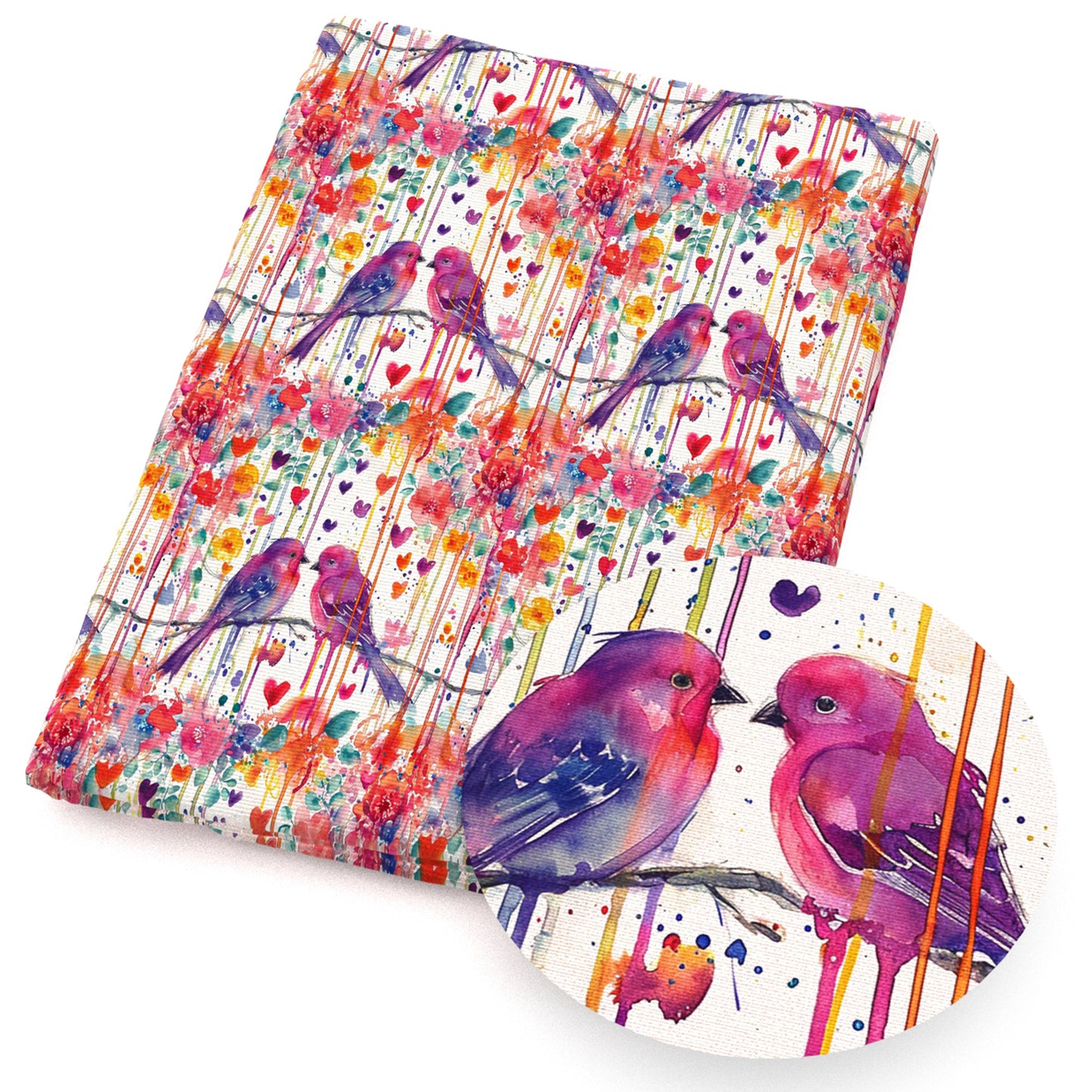 heart love valentine's day bird rainbow color fabric