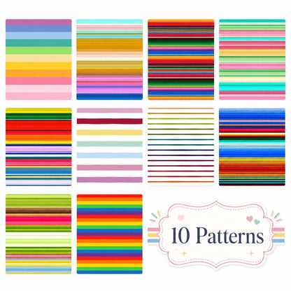 10pcs Vintage Striped Jelly Roll Fabric Strips 2.5X19.7inch Pre-Cut 100% Polyester For Patchwork Quilts, Table Runners, Placemats, Tote Bags, Storage Pouches, Makeup Bags, Coasters, Quilt Blocks & Binding