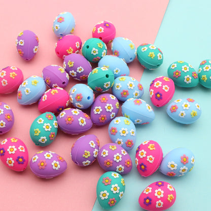 1pc Charming Chicken Eggs Flowers Silicone Plastic Beads, Focal Pendants Beads for DIY Beading & Jewelry Making, Keychains, and Bag Accessories,Beads & Bead Assortments Easter Decorations