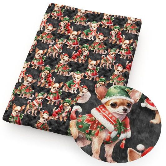 christmas day dogpuppy fabric
