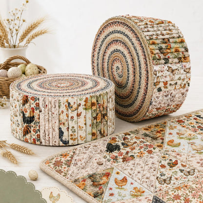 10Pc/Set, Making 10 Images 1pc Each, Each Size: 6.3*50cm Floral Butterfly Rooster Series Sliced Fabric Set Style Combination, Polyester Jelly Roll Fabric Strips, Pre-Cut Quilting Squares, For Quilting DIY, Handicrafts And Sewing, Blankets, Rugs