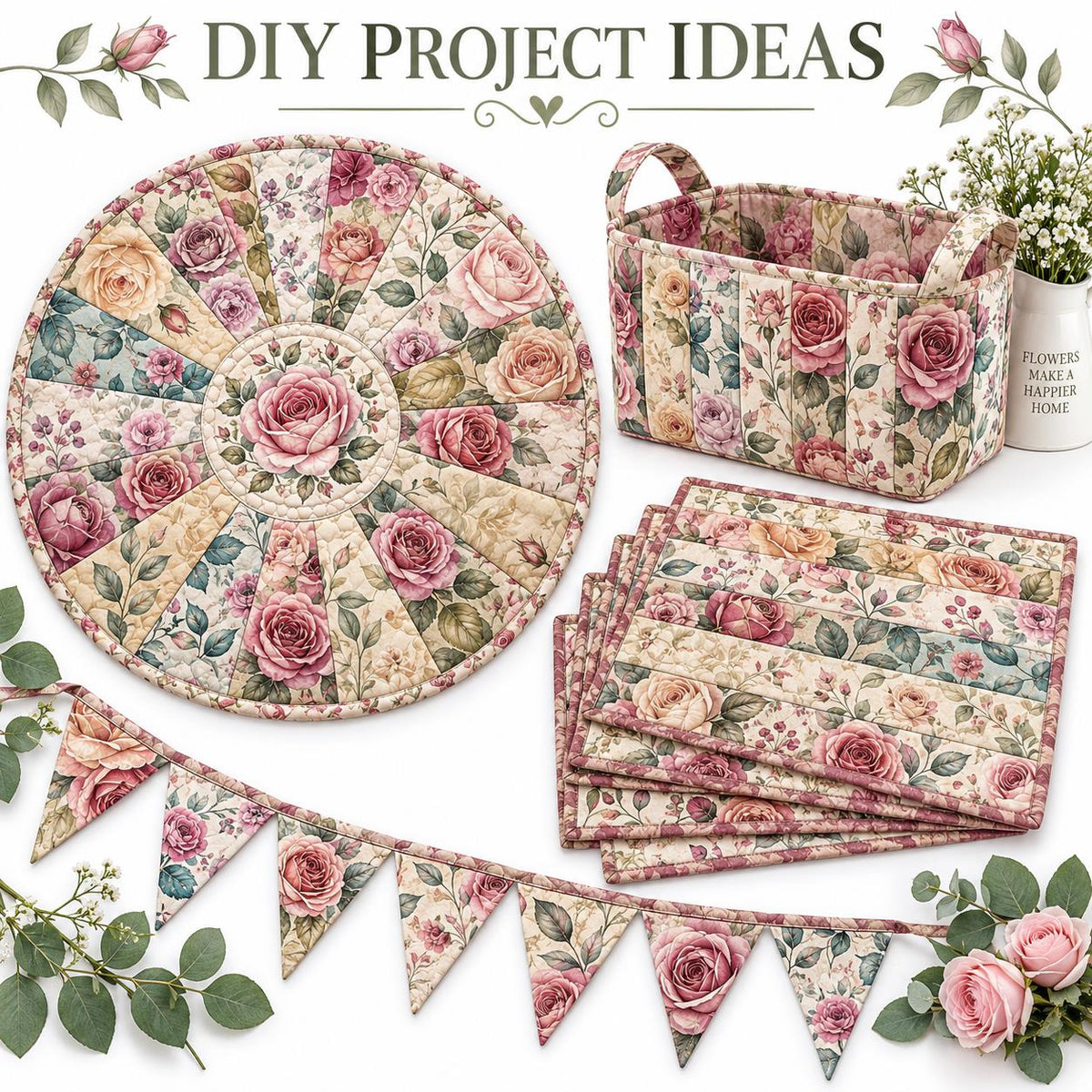 10pcs Vintage Floral Pattern Jelly Roll Fabric Strips 2.5X19.7inch Pre-Cut 100% Polyester For Patchwork Quilts, Table Runners, Placemats, Tote Bags, Storage Pouches, Makeup Bags, Coasters, Quilt Blocks & Binding