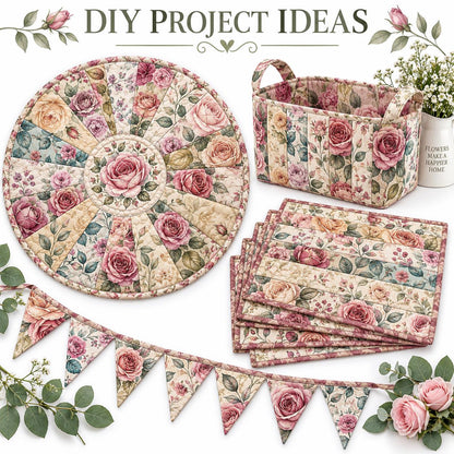 10pcs Vintage Floral Pattern Jelly Roll Fabric Strips 2.5X19.7inch Pre-Cut 100% Polyester For Patchwork Quilts, Table Runners, Placemats, Tote Bags, Storage Pouches, Makeup Bags, Coasters, Quilt Blocks & Binding