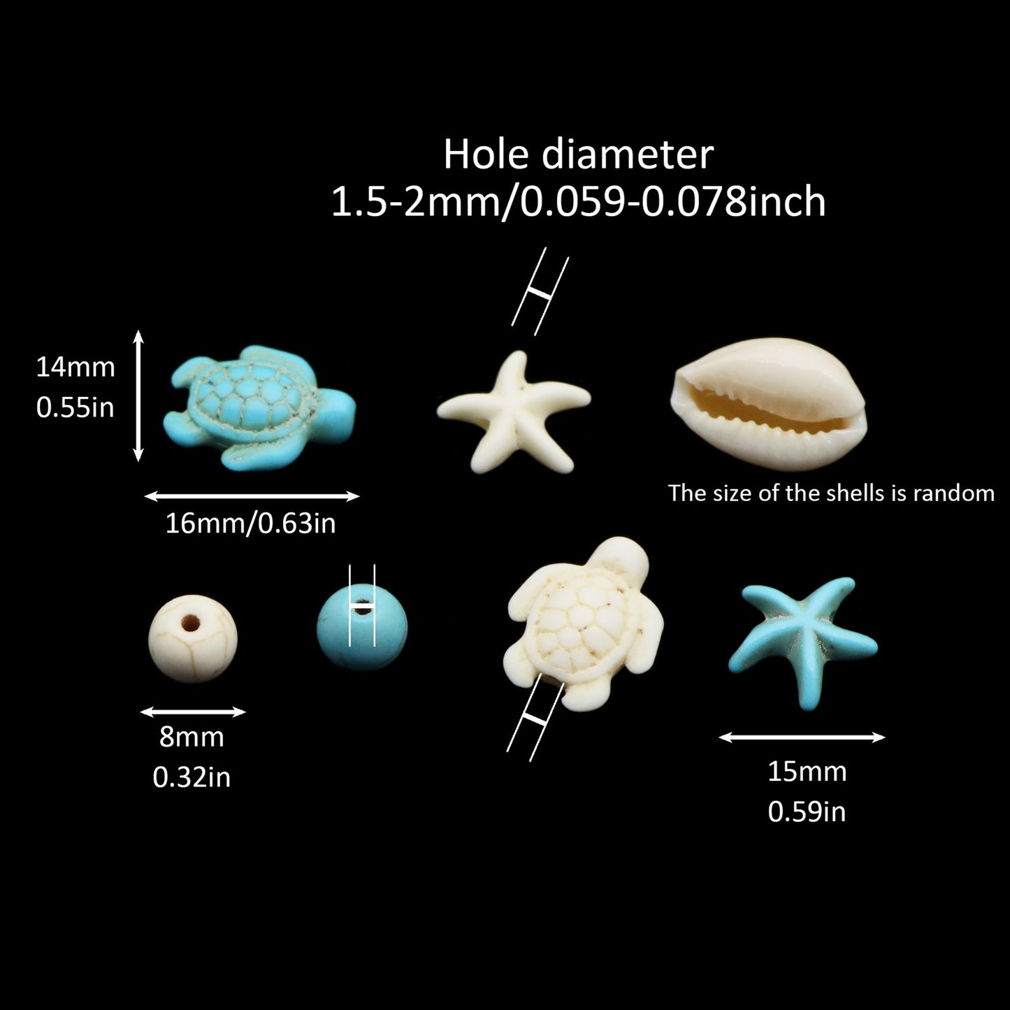 [Ocean Dream Style Synthetic Beads] Randomly 10pcs Ocean Dream Style Synthetic Turquoise Turtle Starfish Charms Beads For DIY Jewelry Making DIY Bracelet Necklace Handicrafts Small Business Supplies